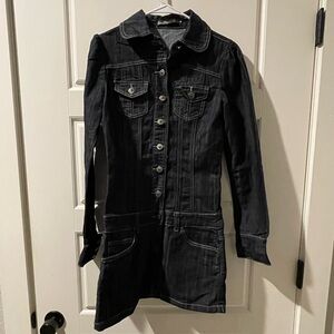 Y2K Black Denim Button-Up Dress